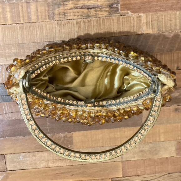 Clara Kasavina Amber Glass Beaded Evening Bag – Swarovski Handle, Handmade, Rare - Picture 4 of 7